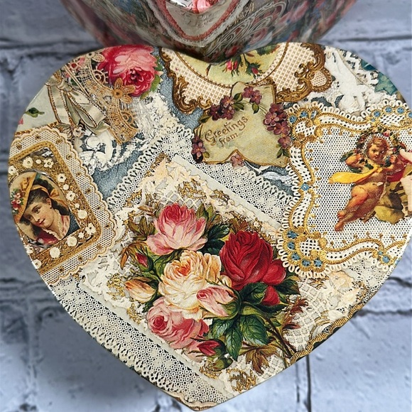 Set of 3 Heart-Shaped Floral Decorative Gift Boxes Valentine Victorian Romantic - Picture 11 of 16